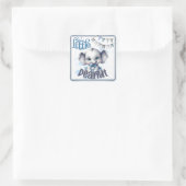 Sweet Blue Elephant - Little Peanut Quadratischer Aufkleber (Tasche)