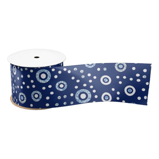Sweet Blue Geometric Circles Ocean Pattern Satinband (Spule)