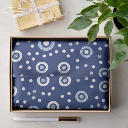 Sweet Blue Geometric Circles Ocean Pattern Seidenpapier (Geschenk)