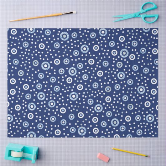 Sweet Blue Geometric Circles Ocean Pattern Seidenpapier (Basteln)
