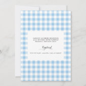 Sweet Blue Gingham Foliage Baby Dusche Einladung (Rückseite)