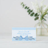 Sweet Blue Gingham mit Blume und Bow Mommy Telefonnummerkarte (Stehend Vorderseite)