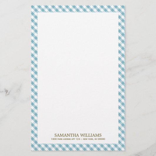Sweet Blue Gingham Pattern Briefpapier (Vorderseite)