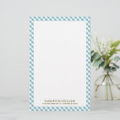 Sweet Blue Gingham Pattern Briefpapier (Stehend Vorderseite)