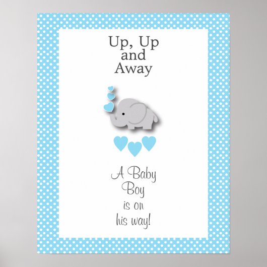 Sweet Blue & Gray Elephant - Baby Boy Poster (Vorne)