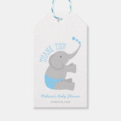 Sweet Blue Gray Elephant Baby Dusche Geschenkanhänger (Vorderseite)