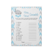 Sweet Blue & Gray Elephant Baby Shower Word Game 2 Notizblock (Rotiert)