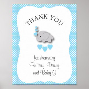 Sweet Blue & Gray Elephant - Vielen Dank Poster
