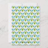 Sweet Blue Green Owls Boy Baby Dusche Einladung (Rückseite)