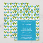 Sweet Blue Green Owls Boy Baby Dusche Einladung (Vorne/Hinten)