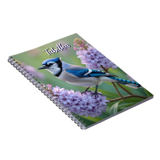 Sweet Blue Jay auf Lilacs Personalisiert Notizblock (Rechte Seite)