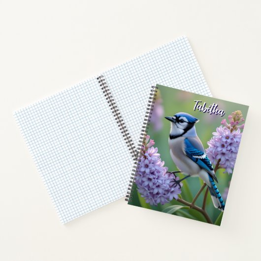 Sweet Blue Jay auf Lilacs Personalisiert Notizblock (Innenseite)