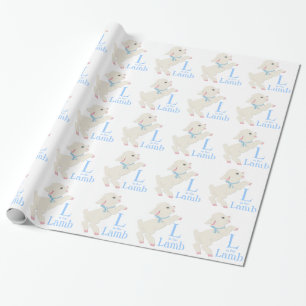 Sweet Blue Lamb Baby Dusche Geschenkpapier