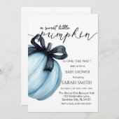 Sweet blue Little Pumpkin Baby Shower Einladung (Vorne/Hinten)