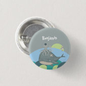 Sweet Blue Nautical Whale Octopus Babydusche Button (Vorne & Hinten)