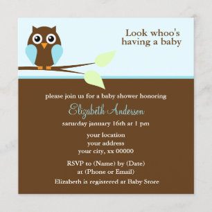 Sweet Blue Owl Boy Babydusche Einladung