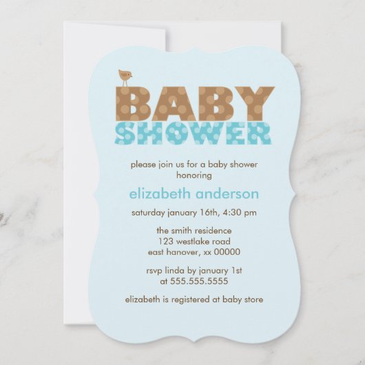 Sweet Blue Polka Dots Boy Baby Dusche Einladung (Vorderseite)