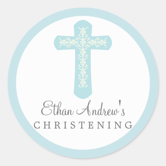 Sweet Blue Religious Celebration Cross Runder Aufkleber (Vorderseite)