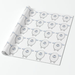Sweet Blue Sheep Baby Dusche Geschenkpapier