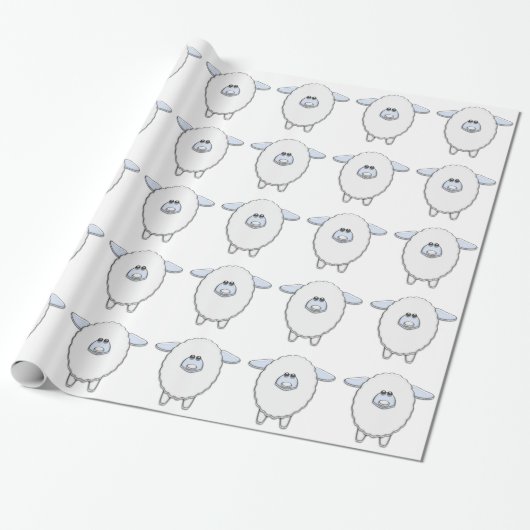 Sweet Blue Sheep Baby Dusche Geschenkpapier (Ungerollt)
