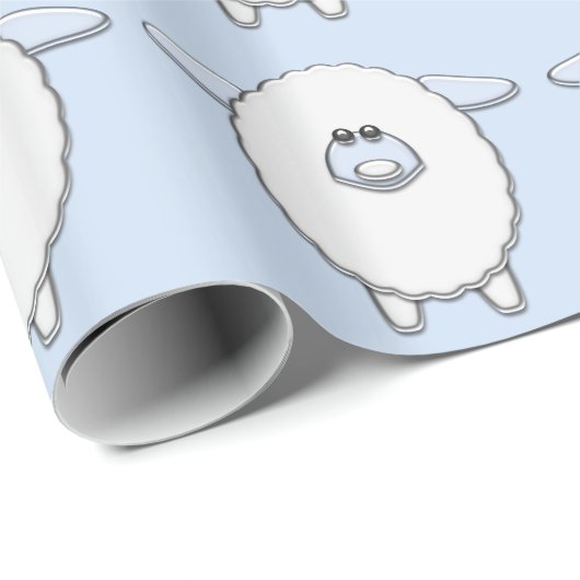 Sweet Blue Sheep Baby Dusche Geschenkpapier (Rolleneckpunkt)
