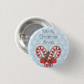 Sweet Blue Snowflake, Red Candy Stick Button (Vorne & Hinten)