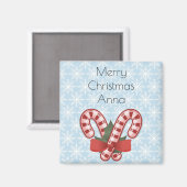 Sweet Blue Snowflake, Red Candy Stick Magnet (Vorderseite/Rückseite)