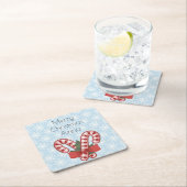 Sweet Blue Snowflake, Red Candy Stick Rechteckiger Pappuntersetzer (Vor Ort)