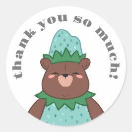 Sweet Blue Strawberry Bear Baby Dusche Vielen Dank Runder Aufkleber