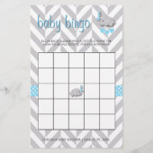 Sweet Blue und Gray Elephant Baby Shower Bingo Briefpapier (Rückseite)