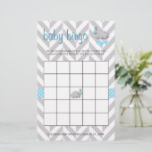 Sweet Blue und Gray Elephant Baby Shower Bingo Briefpapier (Stehend Vorderseite)