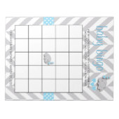 Sweet Blue und Gray Elephant Baby Shower Bingo Notizblock (Vorderseite)