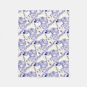 Sweet Blue und White Baby Bunny Tile Wohngestaltun Fleecedecke
