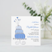 Sweet Blue Wedding Cake Chic Brautparty Einladung (Stehend Vorderseite)