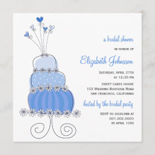 Sweet Blue Wedding Cake Chic Brautparty Einladung