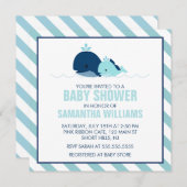 Sweet Blue Whales Boy Baby Dusche Einladung (Vorne/Hinten)