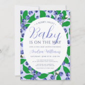 Sweet Blueberry Blue Baby Dusche Einladung (Vorderseite)