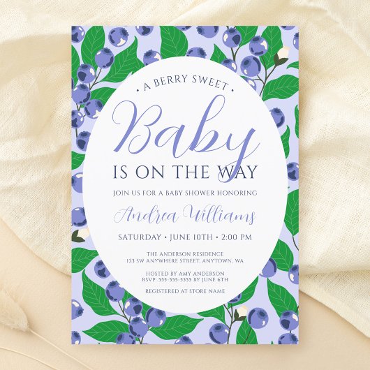 Sweet Blueberry Blue Baby Dusche Einladung
