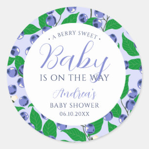 Sweet Blueberry Blue Baby Dusche Runder Aufkleber
