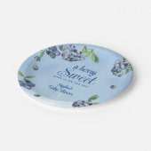 Sweet Blueberry Watercolor Babydusche Pappteller (Schrägansicht)