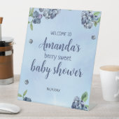 Sweet Blueberry Watercolor Babydusche Sockelschild (In Situ)