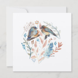 Sweet Bluebird Couple Wasserfarbe mit Blütenfarbe