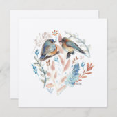 Sweet Bluebird Couple Wasserfarbe mit Blütenfarbe (Vorne/Hinten)