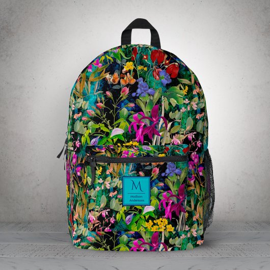 Sweet Blume Blätter farbenfrohe Monogramm Muster Bedruckter Rucksack