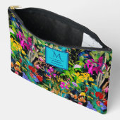 Sweet Blume Blätter farbenfrohe Monogramm Muster Zubehörtasche (Offen)
