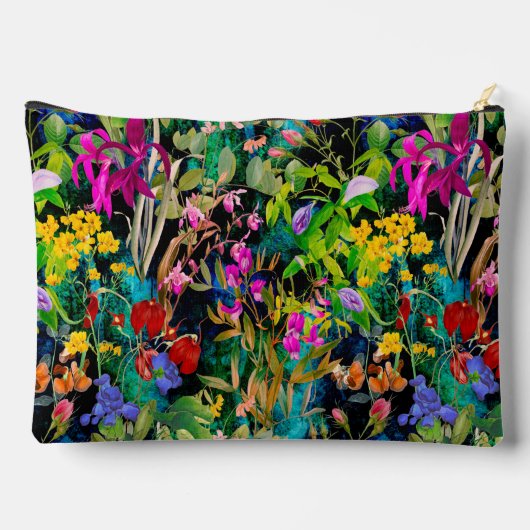 Sweet Blume Blätter farbenfrohe Monogramm Muster Zubehörtasche (Rückseite)