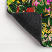 Sweet Blume Blätter grünes Monogramm Muster Mousepad (Ecke)