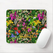 Sweet Blume Blätter grünes Monogramm Muster Mousepad (Mit Mouse)