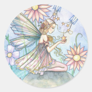 Sweet Blume Fairy Art von Molly Harrison Runder Aufkleber