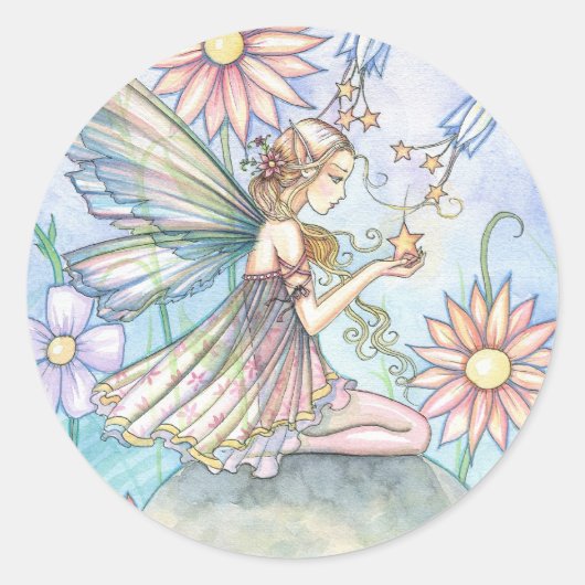 Sweet Blume Fairy Art von Molly Harrison Runder Aufkleber (Vorderseite)